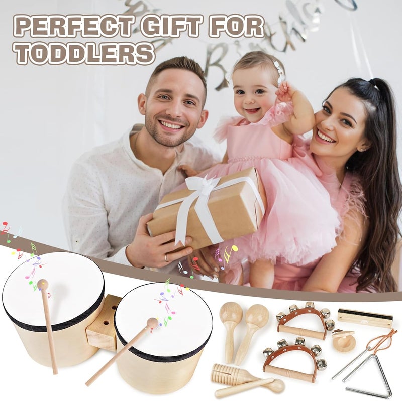 Vanplay Kids Drum Set - Toys for 2 3 Year Old Boy Gifts, Musical Instruments for Toddler 2-4, Birthday Gifts for 3 4 Year Old Girls, Wooden Montessori with Bongo Drum for Kids Age 2 3 4 5 6 - Image 5